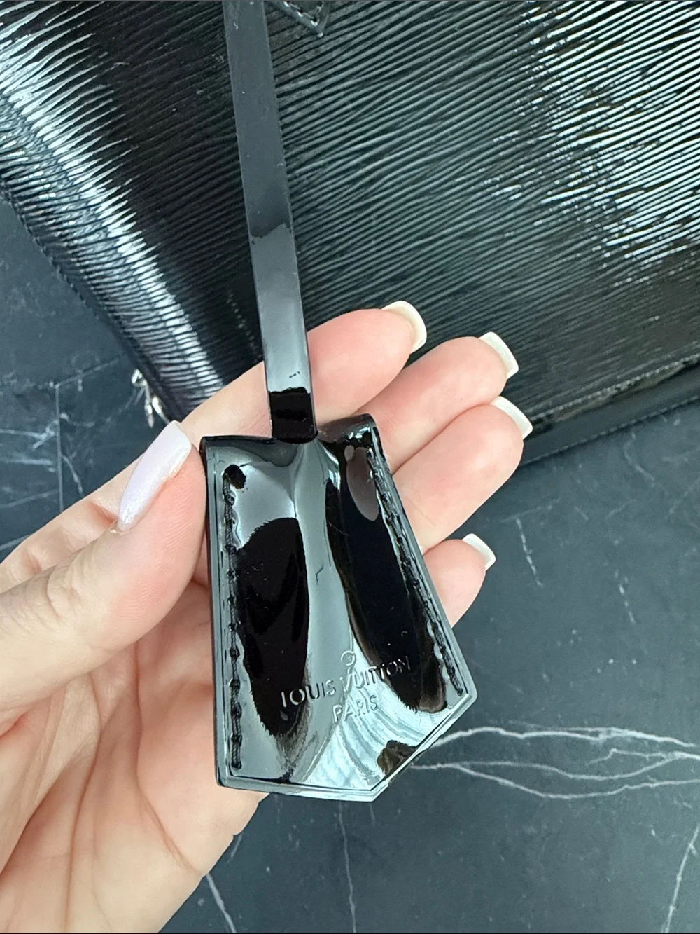 Louis Vuitton Black Epi Alma PM Patent Leather